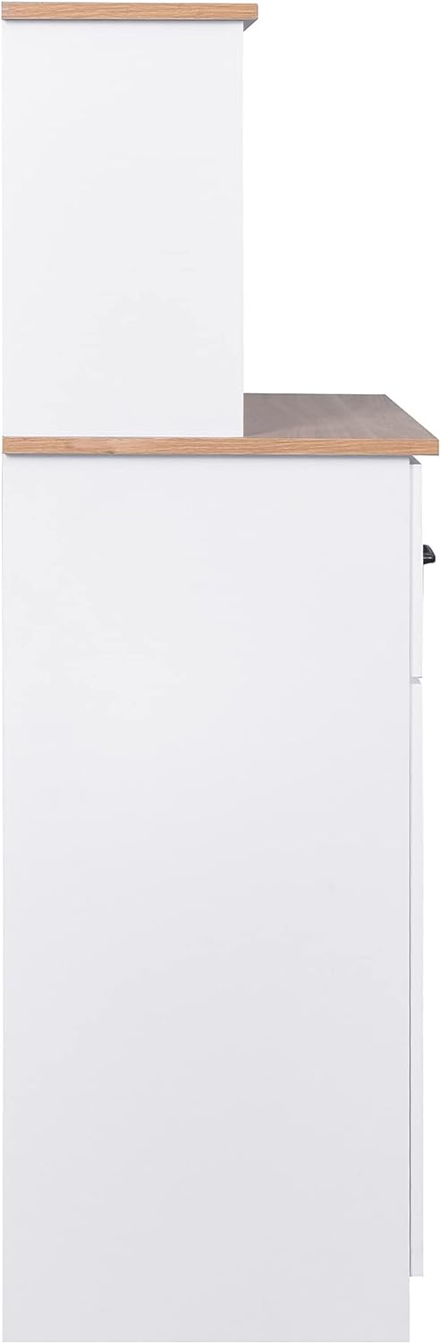 Modern Kitchen Pantry Cabinet, Storage Cabinet with Drawers, Wooden Coffee Bar Cabinet, Sideboard Buffet Cabinet for Dining Room Living Room Kitchen, White