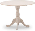 East West Furniture DMT-ABC-TP Dublin Kitchen Dining Table - a Round Wooden Table Top with Dropleaf & Pedestal Base, 42x42 Inch, Wirebrushed Buttercream | Kitchen