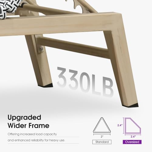 PURPLE LEAF Oversize Outdoor Chaise Lounge Set of 2 Champagne Frame, White | 3-Year Color Retention PE Rattan, 2.4" Thickened Aluminum Frame, 16.14" Knee-Friendly Height, French-Inspired Style