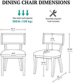 Madison Park Signature Solid Wood Upholstered Dining Chairs Set of 2, Modern Dining Chair with Open Split-Back Design, Curved Padded Backrest, for Dining Room, Living Room