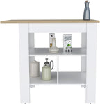 Kitchen Island Pompeya with Three Shelves White Finish | Three-shelf design with white finish and particle board construction