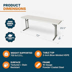 OEF Furnishings OEFBT-SEM1872 Commercial-Grade Premium Industrial Seminar Folding Table with Thick Blow-Molded Top and 16-Gauge Cantilever Steel Legs (Seminar, 18" × 72", Speckled Gray Top)