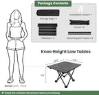 2 Pack Camping Table Foldable, Portable Folding Beach Table, Black-S | Ultralight, Metal, with Carry Bag, Small for Outdoor Travel & Picnic, BBQ, Cooking, Festival, Boat, Home Use