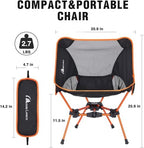MOON LENCE Portable Camping Chair Backpacking Chair - The 4th Generation Ultralight Folding Chair - Compact, Lightweight Foldable Chairs for Hiking Mountaineering, Beach (Orange-2Pack)