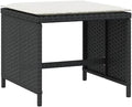 4-Piece Garden Stool Set with Cushions, Black and Cream, Square Outdoor Stools with Removable Polyester Cushions, Metal Frame and PE Rattan, 242.5 lbs Capacity per Stool for Patio