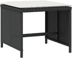 4-Piece Garden Stool Set with Cushions, Black and Cream, Square Outdoor Stools with Removable Polyester Cushions, Metal Frame and PE Rattan, 242.5 lbs Capacity per Stool for Patio