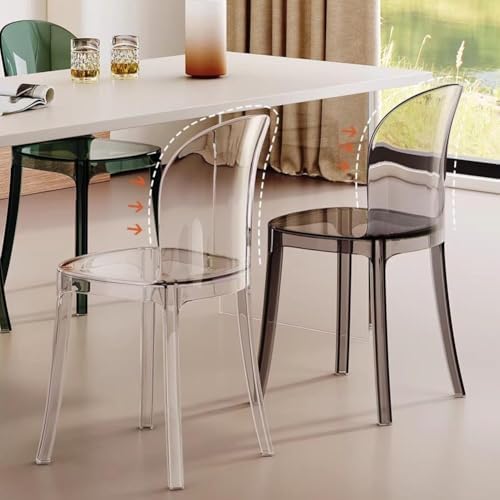 Etlegor Clear Acrylic Dining Chair, Modern Office Negotiation Chair with Seat Cushions for Kitchen, Dining Room, Outdoor Party(Clear Lake Blue)