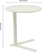 Metal Round Side Table, Modern C Shaped Couch End Table Small Metal Coffee Table with Y-Shaped Base Round Sofa Bedside Table for Home Living Room Bedroom (Frosted White/18.9 * 22in)