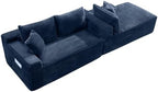 Blue Oversized Sectional Couches with Ottoman. Right Face Chaise | L shaped modular sofa, Cloud soft cushion with foam, Breathable pet-friendly, Side storage pocket, No assembly required.