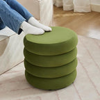 Flouki 19.5" Storage Ottoman Round, Vanity Stools for Bedroom, Velvet Pouf Ottoman with Removable Lid, Modern Ottomam Stool for Girls Women, Foot Stool for Living Room, Green
