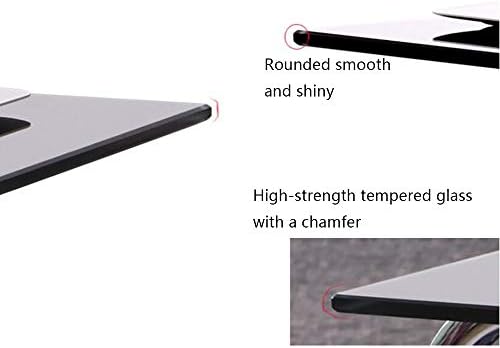 Telephone Table, Sofa Side Table,Square Tempered Glass Small Coffee Table,Telephone Table,Negotiation Table,with Pulley,Fixed Foot,2 Colors(Black-19.48 * 15.55 * 20.86in