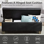 41" Storage Ottoman, Storage Bench with Safety Hinge, Upholstered Synthetic Leather Ottoman Bench for Bedroom, Living Room, Entryway, Hallway, Foot Rest, Support 500lbs, Black