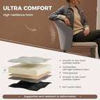 Modern Dining Chairs Set of 4, Faux Leather Upholstered Accent Chair with Metal Legs, Kitchen Side Chair with Comfortable Seat for Dining Room, Living Room, Bedroom, Light Grey