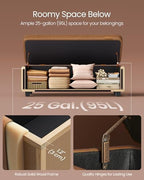 VASAGLE Storage Ottoman Bench with Stitching, PU Leather, Entryway Bedroom | Ottoman Bench, Mid-Century Modern, with Stitching, Bedroom, Living Room, Caramel Brown, EKHO Collection ULOM075K01
