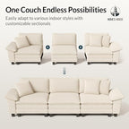 HERA'S HOUSE 3-Seat L Shaped Modular Cloud Couch Sectional Sofa Ottoman