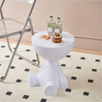 Side Table, Bedside Table with Storage, Round End Table, Balcony Table, Suitable for Bedroom, Living Room, Leisure Room(Red)