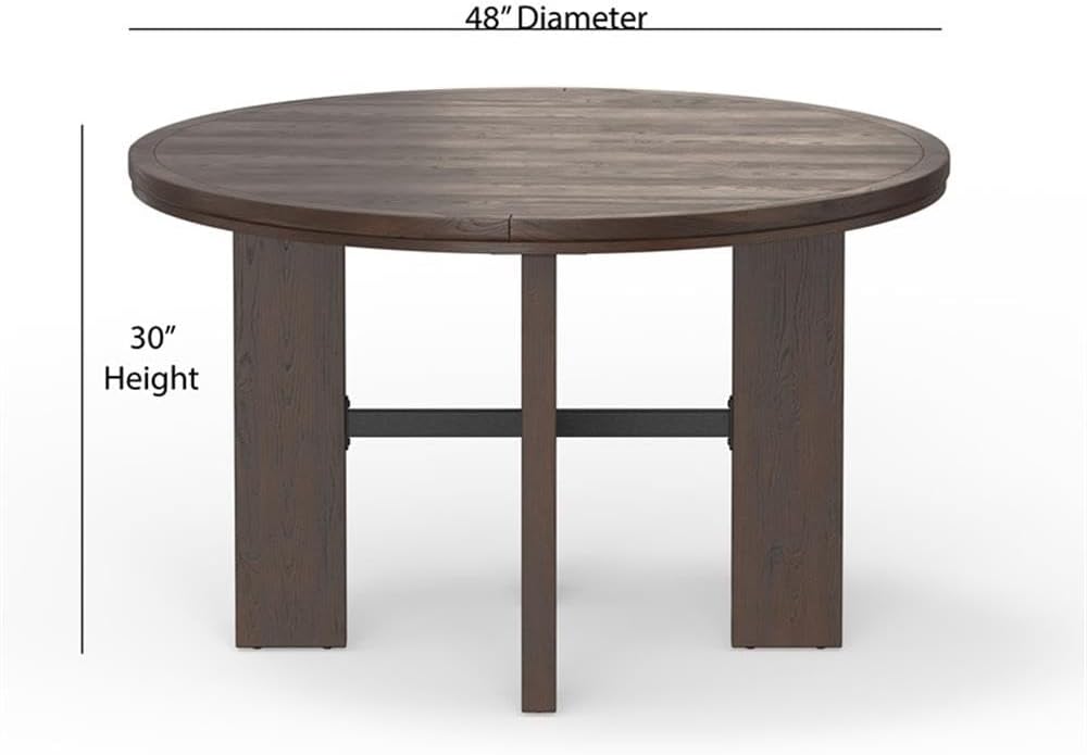 Pemberly Row 2-in-1 Game & Dining Table, 48-Inch Round Table with Flip-Top, Faux Leather Game Surface, Multi-Purpose Home Table, 30" Hx48 Wx48 D
