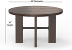 Pemberly Row 2-in-1 Game & Dining Table, 48-Inch Round Table with Flip-Top, Faux Leather Game Surface, Multi-Purpose Home Table, 30" Hx48 Wx48 D