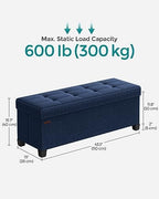 SONGMICS Storage Ottoman Bench, Foldable Foot Rest with Legs | End of Bed Bench, Storage Chest, 43.3 x 15 x 15.8 Inches, Load up to 660 lb, Midnight Blue, MELISA Collection ULSF018I01