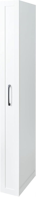 7 Tier Pull-Out Storage Cabinet with Handle & Wheels, Tall Narrow Spice Rack Next to Fridge, Wood Food Pantry for Kitchen, Dining Room, White