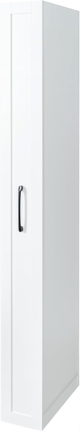 7 Tier Pull-Out Storage Cabinet with Handle & Wheels, Tall Narrow Spice Rack Next to Fridge, Wood Food Pantry for Kitchen, Dining Room, White