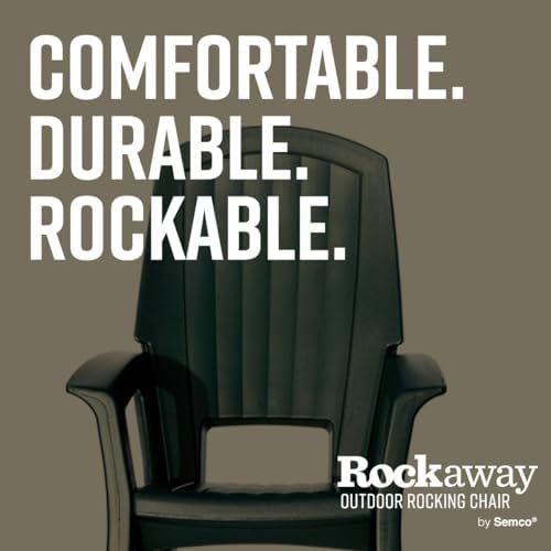 Semco Rockaway Heavy Duty Polyethylene All Weather Outdoor Patio or Deck Rocking Chair with Backrest and Armrests for Porch, Deck and Patio, Gray