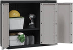 Locking Outdoor Storage Cabinet with Shelves Adjustable Shelf Modern Outdoor Storage Cabinet for Balcony Gray Black Polypropylene Medium