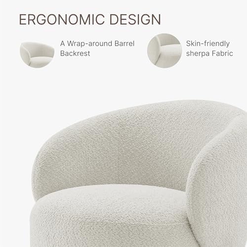 KISLOT Swivel Accent Chair Round Barrel Armchair Upholstered Performance Fabric for Living Room Bedroom Reading Waitingroom,2 PCS,Cream