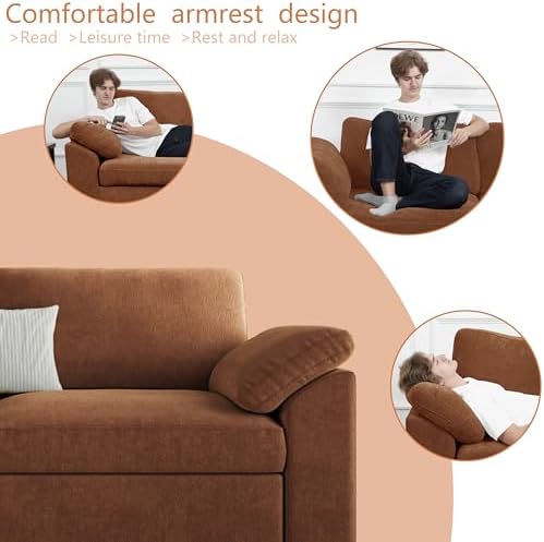 EASE MOOSE Oversized Modular Sectional Sofa with Ottoman, Modern Luxury Wide Deep Modular Couch, U Shaped Couch for Big Spaces Living Room, Brown