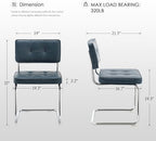 Zesthouse Faux Leather Dining Chairs Set of 6, Industrial Metal Chairs with Stainless Chrome Legs, Mid Century Modern Cesca Chair for Kitchen & Dining Living Room, Upholstered Armless Chair, Blue