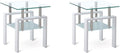 2pcs Modern Glass End Table - Two Tiered Clear Nightstand, Square Tempered Glass Tables with White Metal Frame for Living Room or Bedroom, Set of 2 17.72"x17.72"x20.47"H