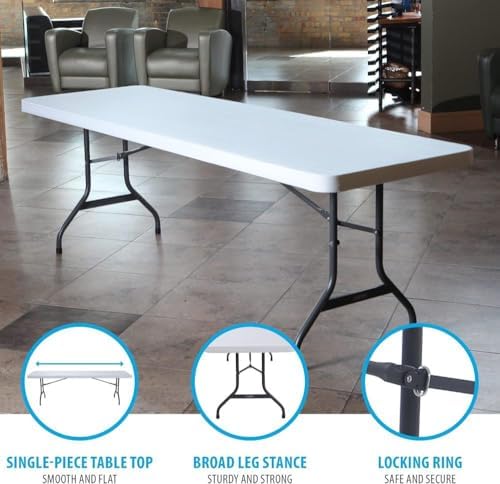 Lifetime 22980 8-Foot Commercial Folding Table, White Granite HDPE Top, Steel Frame