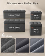 SONGMICS 30 Inches Folding Storage Ottoman Bench, Load 660 lb | Ottoman Foot Rest, Storage Chest, for Living Room, Entryway, Slate Gray and Ink Black, MINOTA Collection ULSF47K