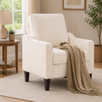 Weture Mid-Century Accent Chair, Beige Armchair Living Room Chairs | Comfy Upholstered Reading Accent Chairs for Bedroom, Modern Single Sofa Chair