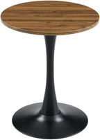 Round Dining Table, 23.6" Circle Tulip Table with Thickened Tabletop & Metal Pedestal, Mid Century Modern Bistro Table for Kitchen, Small Places, Living Room, Cafe (Walnut + MDF)