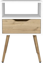 Nightstand, Superior Top, One Open Shelf, One Drawer, Four Legs,for Small Spaces
