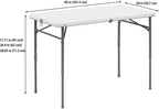 White 40" L x 20" W Plastic Adjustable Height Fold-in-Half Folding Table
