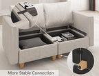 EASE MOOSE Leather Sectional L Shaped Sofa with Storage Ottomans, Whitesand | Faux Leather Modular Sectional sofa with Storage, Material Scratch Resistant ,Freely combinable,Convertible sofa bed