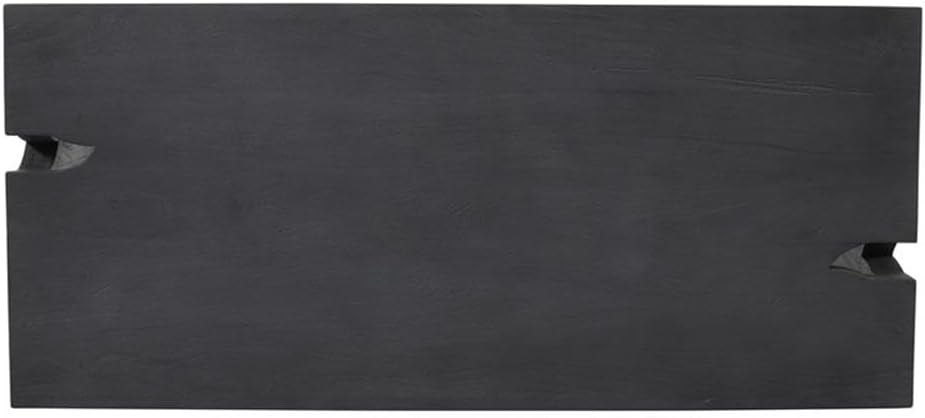 Pemberly Row 3-Piece Cocktail Table Set, Reclaimed Solid Wood, Ebony Gray Finish, Includes 1 Coffee Table and 2 End Tables, Mid-Century Modern Style, Unique Carvings for Living Room Decor