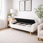 HomePop 60" Modern Storage Bench with Wood Legs - Sherpa Cream