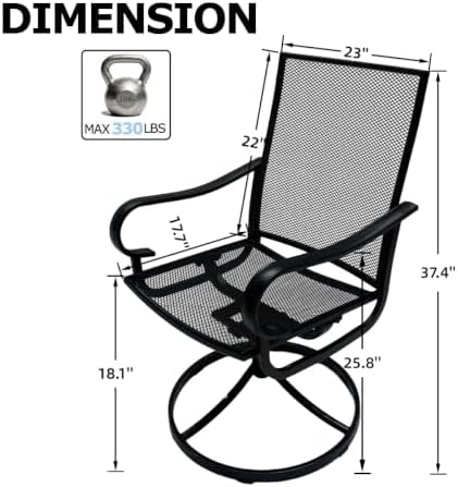 Patio Swivel Chairs Set of 4, Metal Swivel Rocker Chair, All-Weather Outdoor Dining Chairs with High Back, Porch Chairs for Lawn, Porch, Garden