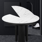 Big Foldable Round Table Tops only Extender, Large Round Folding Tabletop Extender Extend-8in No Legs, 4-fold Portable Wooden Dining Table top for Dining/Kitchen (White, D:59.05IN)