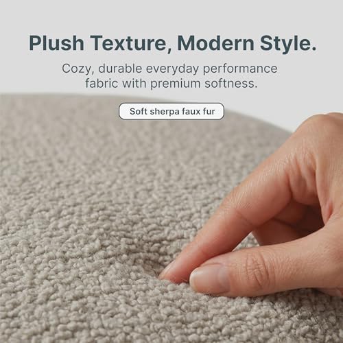 Jaxx Ellis Ottoman Shearling Faux-Lamb Plush Pouf for Modern Interior Design, Oval, Indigo