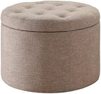 Convenience Concepts Designs4Comfort Round Shoe Ottoman, Tan Fabric
