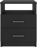 Nightstand, End Table, Side Table Superior Top, Two Drawers, One Shelf -Black,for Small Spaces
