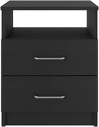 Nightstand, End Table, Side Table Superior Top, Two Drawers, One Shelf -Black,for Small Spaces