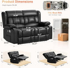 RV Loveseat Recliner Sofa, Reclining Loveseat Home Theater Seating with USB Ports, Cup Holders, Insert Pockets, Wall Hugger RV Recliners for Movie Room, Recline Movie Seats Gaming Sofa