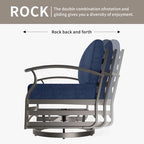 Gotland 2 Piece Patio Set, Metal Outdoor Swivel Chairs Set of 2 with 5.1’’ High-Resilience Seat Cushions 6.2’’ Thick Back Pillow 29.5’’ Deep Seat Removable Cushions for Backyard, Lawn, Porch, Navy