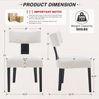 HNY Mid Century Modern Farmhouse Dining Chairs Set of 6, Linen Upholstered Accent Curved Backrest Kitchen Chairs, with Black Hardwood Frame, Beige