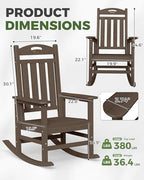 Outdoor Rocking Chair, HDPE Patio Rocking Chair, All Weather,Brown | Relax in Gentle Rock,Create Comfort Everywhere,Enjoy Your Me Time,Withstand Changing Seasons,Wood Look with Low Maintenance